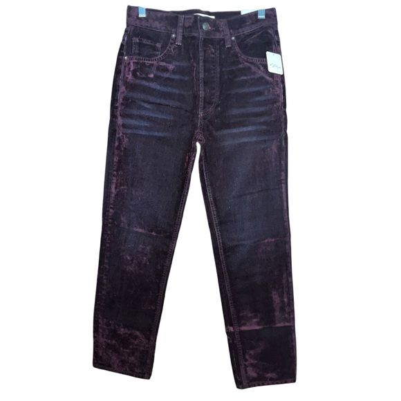 We The Free First Class Relaxed Straight Flocked Jeans Wine Tasting size 25 NWT - Picture 3 of 16